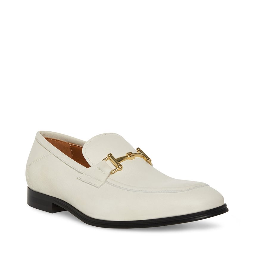 White Steve Madden Archee Leather Men's Loafers | PH 7846SVH